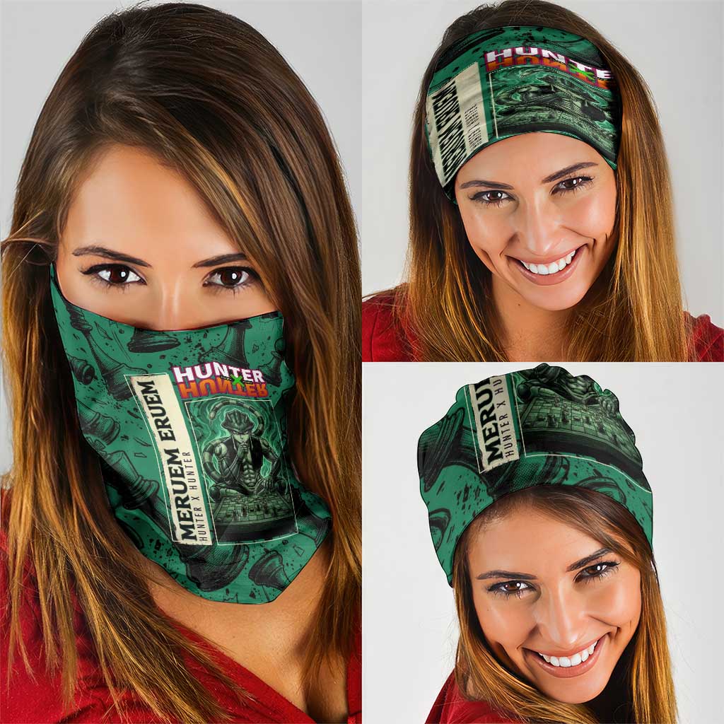Meruem Chess Theme Neck Gaiter with Dark Aura and Strategic Anime Artwork Design - The Mazicc