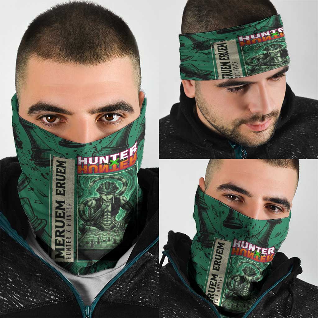 Meruem Chess Theme Neck Gaiter with Dark Aura and Strategic Anime Artwork Design - The Mazicc