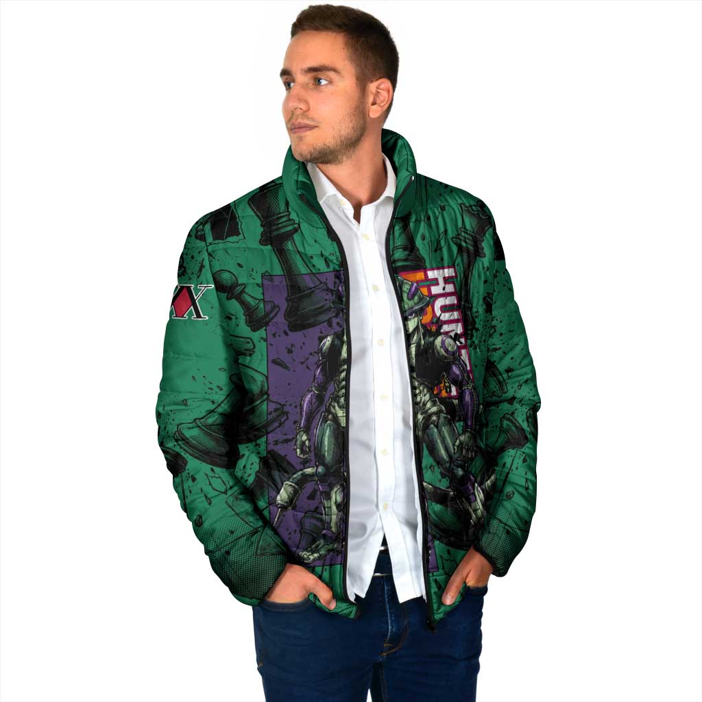Meruem Chess Theme Padded Jacket with Dark Aura and Strategic Anime Artwork Design - The Mazicc