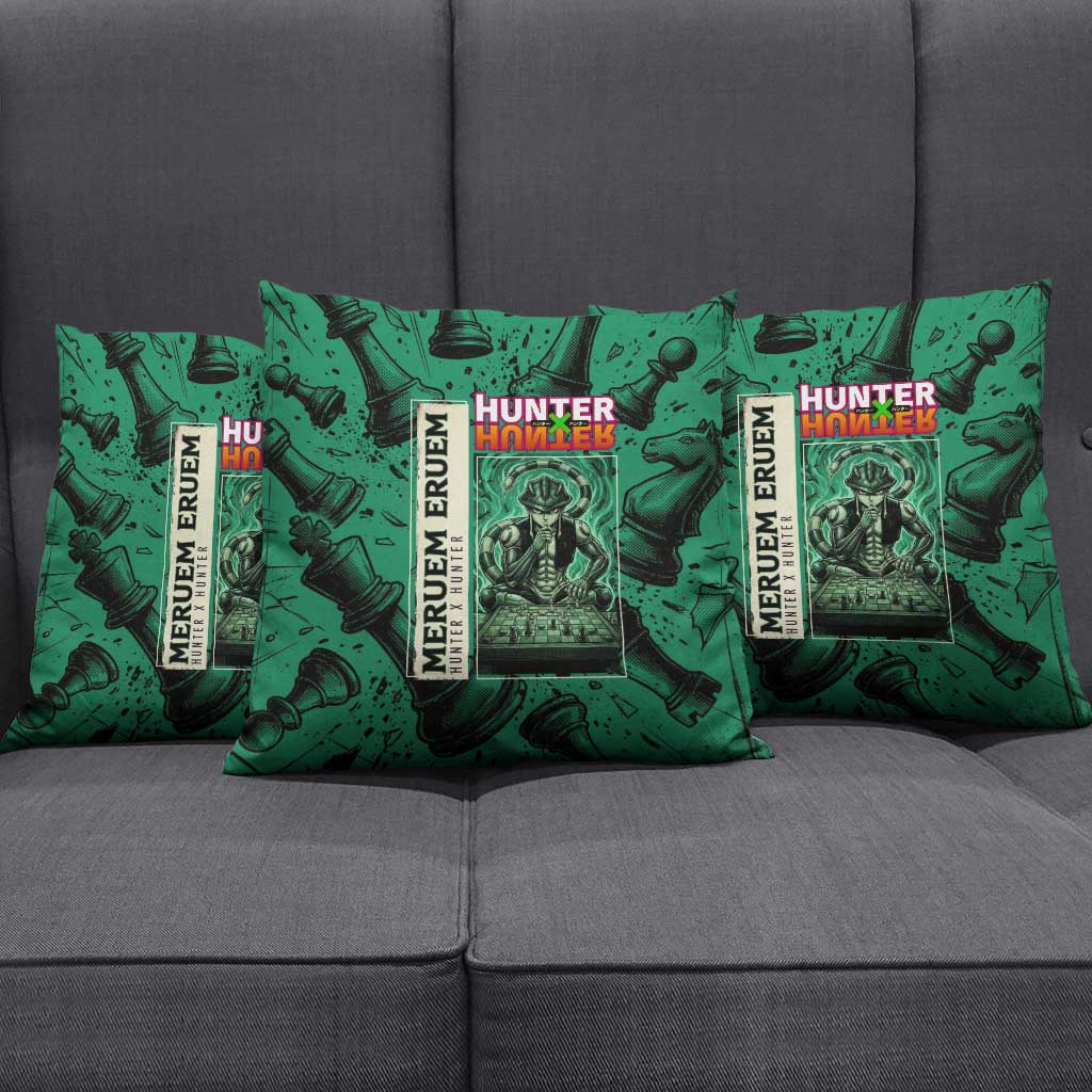 Meruem Chess Theme Pillow Cover with Dark Aura and Strategic Anime Artwork Design - The Mazicc