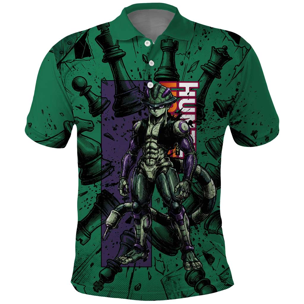 Meruem Chess Theme Polo Shirt with Dark Aura and Strategic Anime Artwork Design - The Mazicc