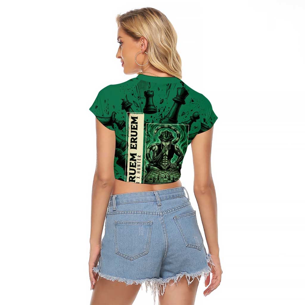Meruem Chess Theme Raglan Cropped T Shirt with Dark Aura and Strategic Anime Artwork Design - The Mazicc
