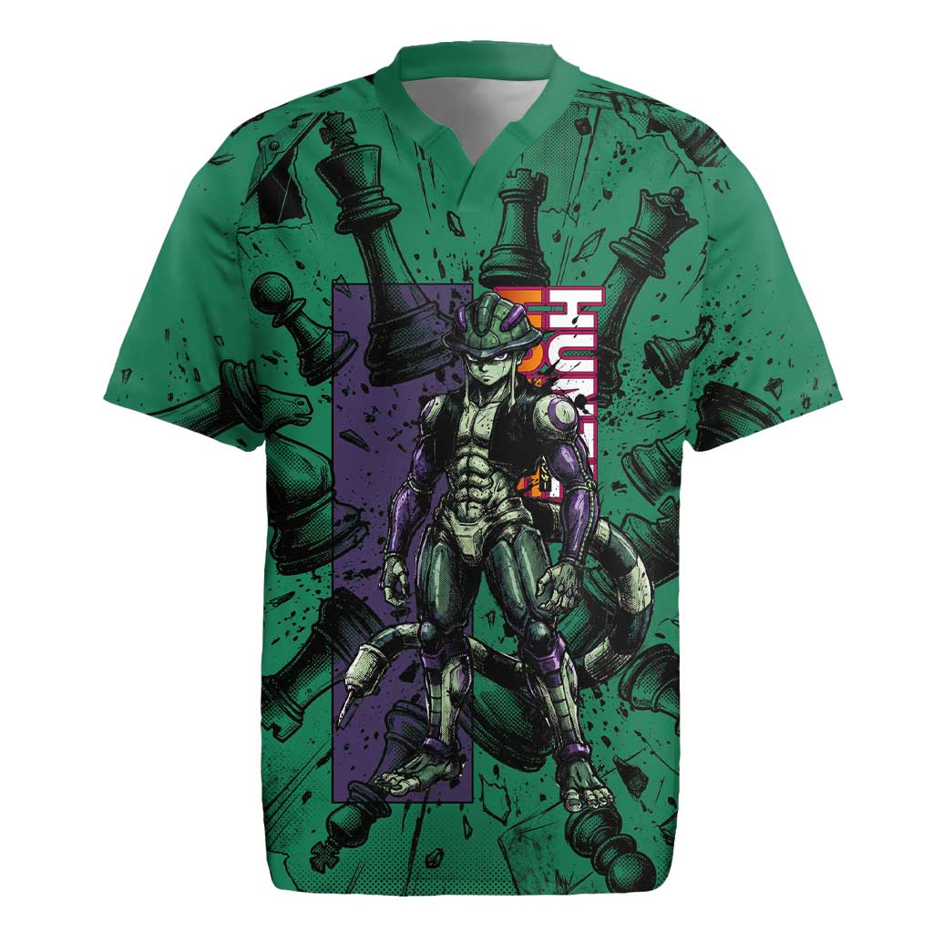 Meruem Chess Theme Rugby Jersey with Dark Aura and Strategic Anime Artwork Design - The Mazicc
