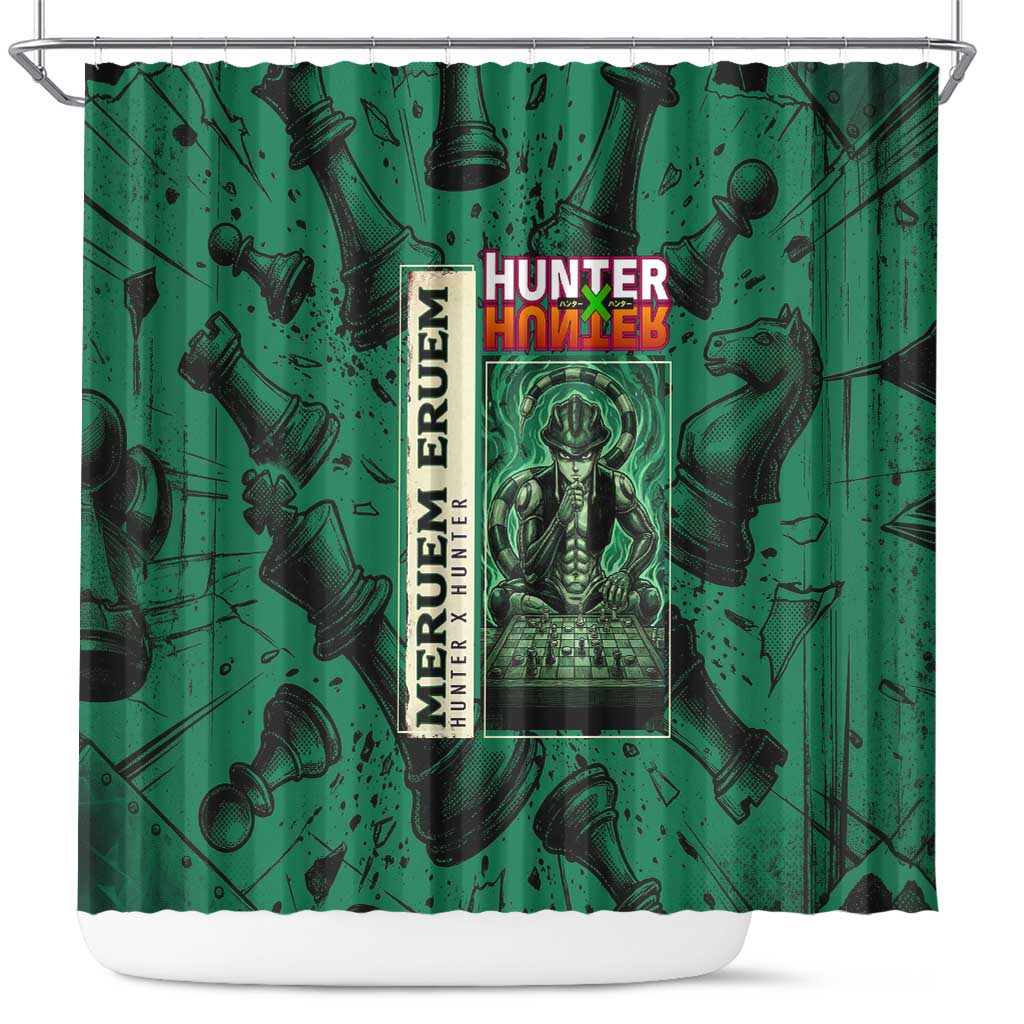 Meruem Chess Theme Shower Curtain with Dark Aura and Strategic Anime Artwork Design - The Mazicc