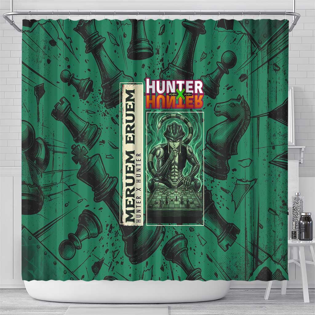 Meruem Chess Theme Shower Curtain with Dark Aura and Strategic Anime Artwork Design - The Mazicc