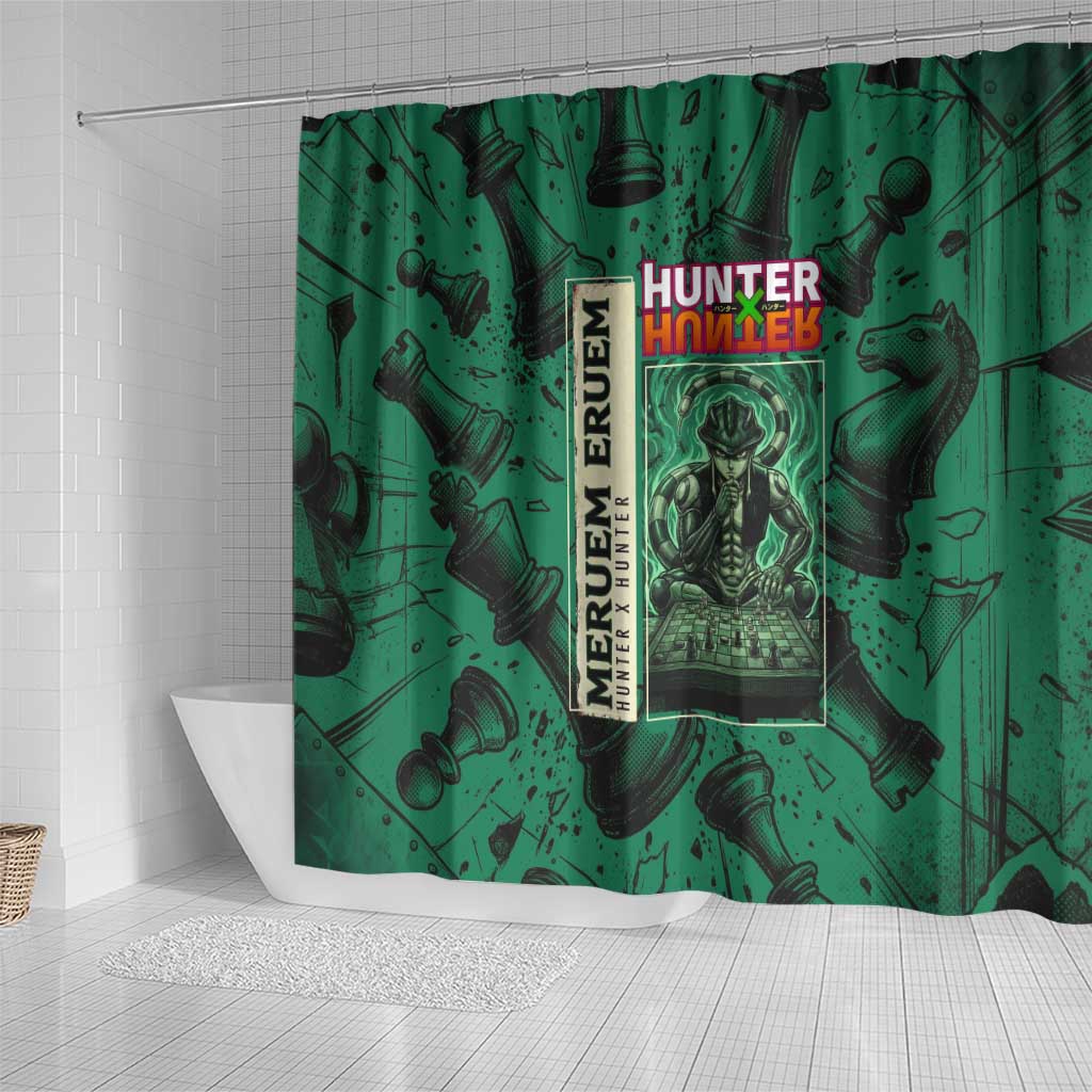 Meruem Chess Theme Shower Curtain with Dark Aura and Strategic Anime Artwork Design - The Mazicc