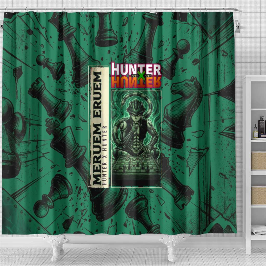Meruem Chess Theme Shower Curtain with Dark Aura and Strategic Anime Artwork Design - The Mazicc