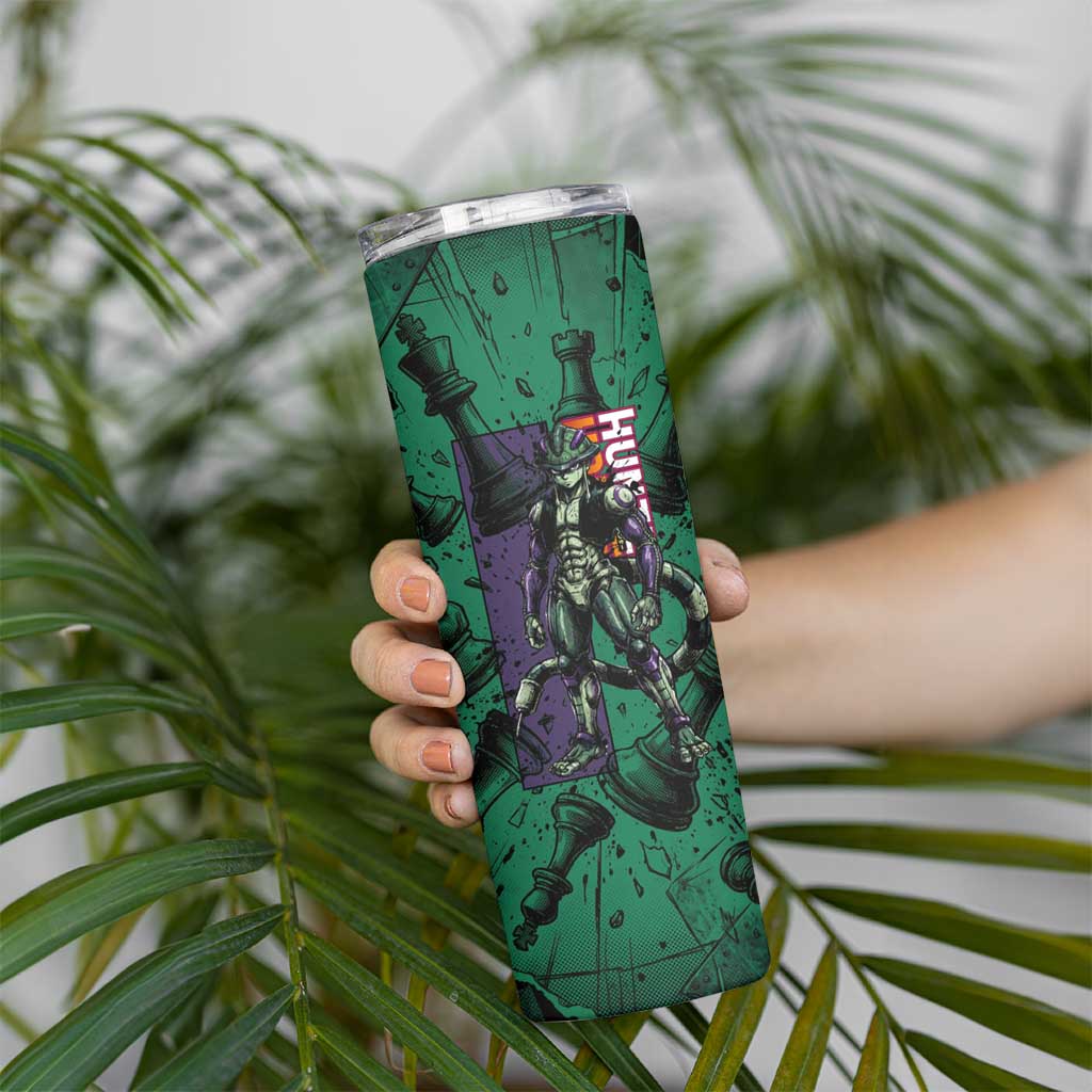 Meruem Chess Theme Skinny Tumbler with Dark Aura and Strategic Anime Artwork Design - The Mazicc