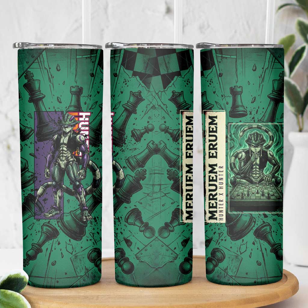 Meruem Chess Theme Skinny Tumbler with Dark Aura and Strategic Anime Artwork Design - The Mazicc