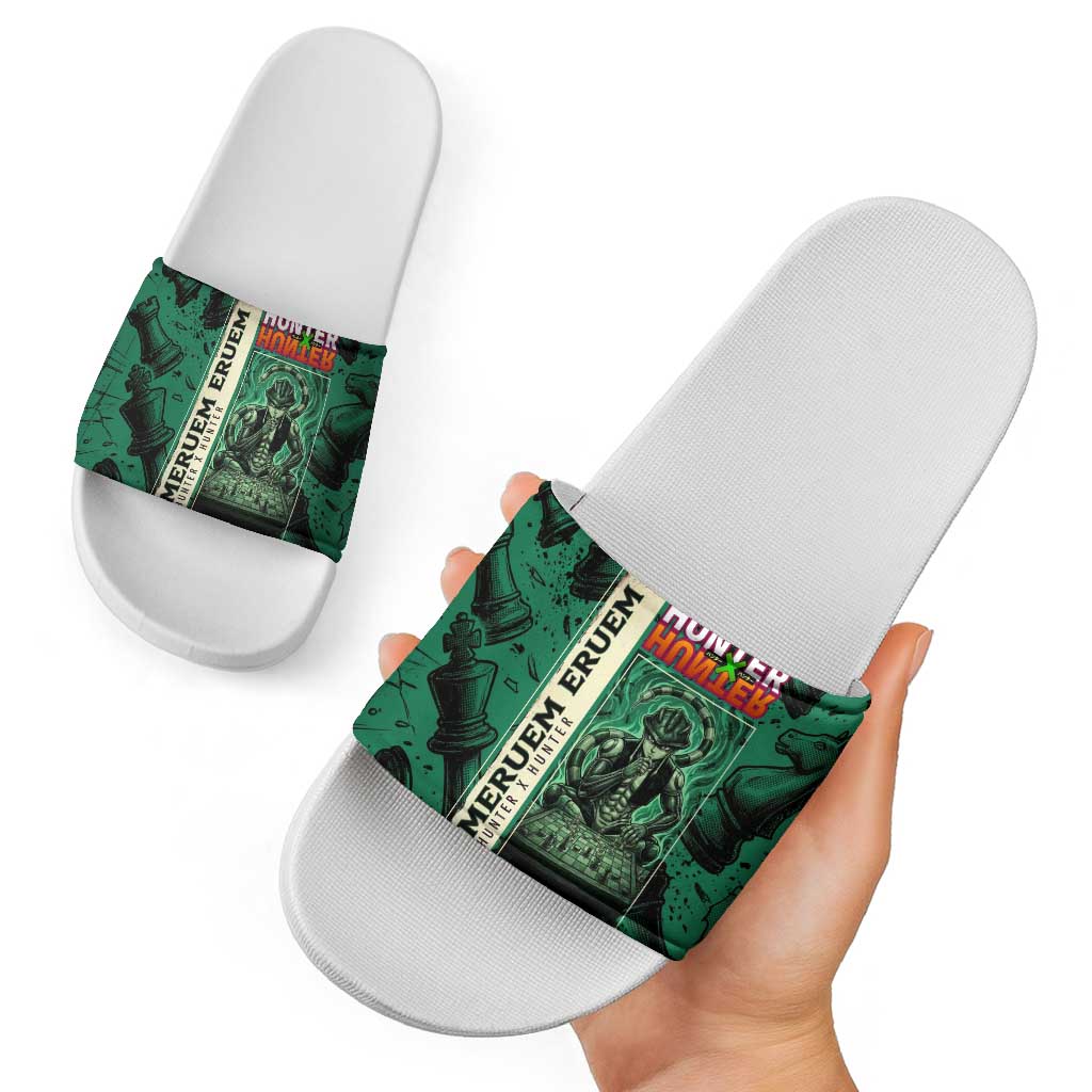 Meruem Chess Theme Slide Sandals with Dark Aura and Strategic Anime Artwork Design - The Mazicc