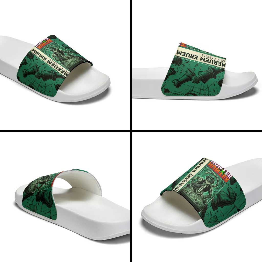 Meruem Chess Theme Slide Sandals with Dark Aura and Strategic Anime Artwork Design - The Mazicc