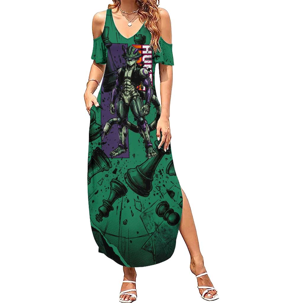 Meruem Chess Theme Summer Maxi Dress with Dark Aura and Strategic Anime Artwork Design - The Mazicc
