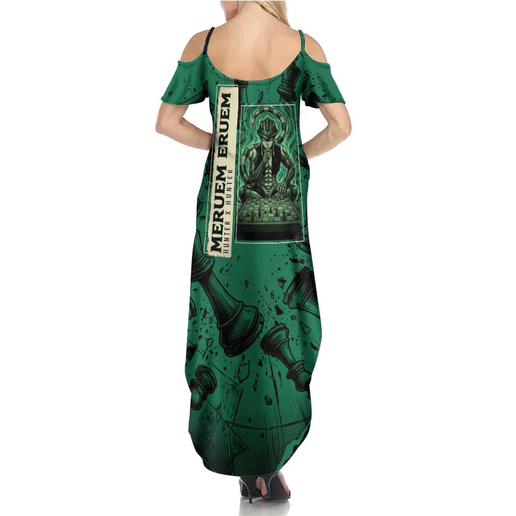 Meruem Chess Theme Summer Maxi Dress with Dark Aura and Strategic Anime Artwork Design - The Mazicc