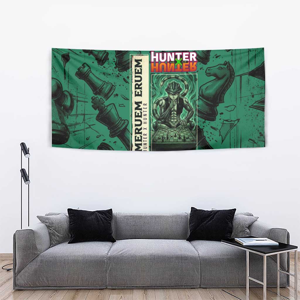 Meruem Chess Theme Tapestry with Dark Aura and Strategic Anime Artwork Design - The Mazicc