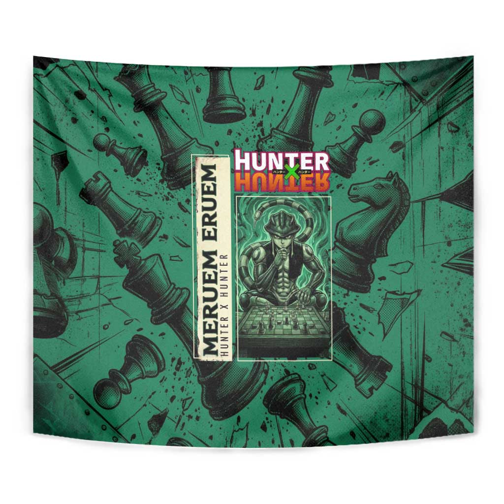 Meruem Chess Theme Tapestry with Dark Aura and Strategic Anime Artwork Design - The Mazicc