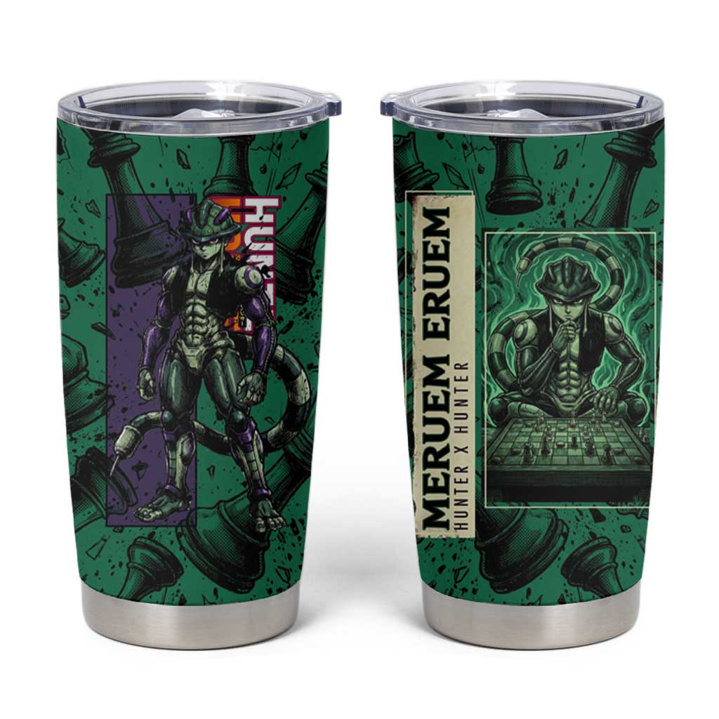 Meruem Chess Theme Tumbler Cup with Dark Aura and Strategic Anime Artwork Design - The Mazicc