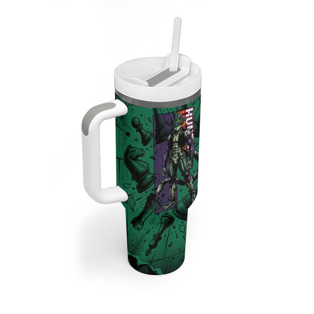 Meruem Chess Theme Tumbler With Handle with Dark Aura and Strategic Anime Artwork Design - The Mazicc