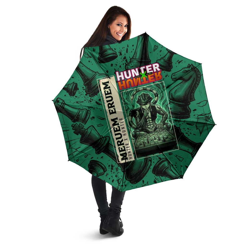 Meruem Chess Theme Umbrella with Dark Aura and Strategic Anime Artwork Design - The Mazicc