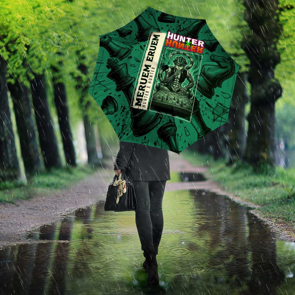 Meruem Chess Theme Umbrella with Dark Aura and Strategic Anime Artwork Design - The Mazicc