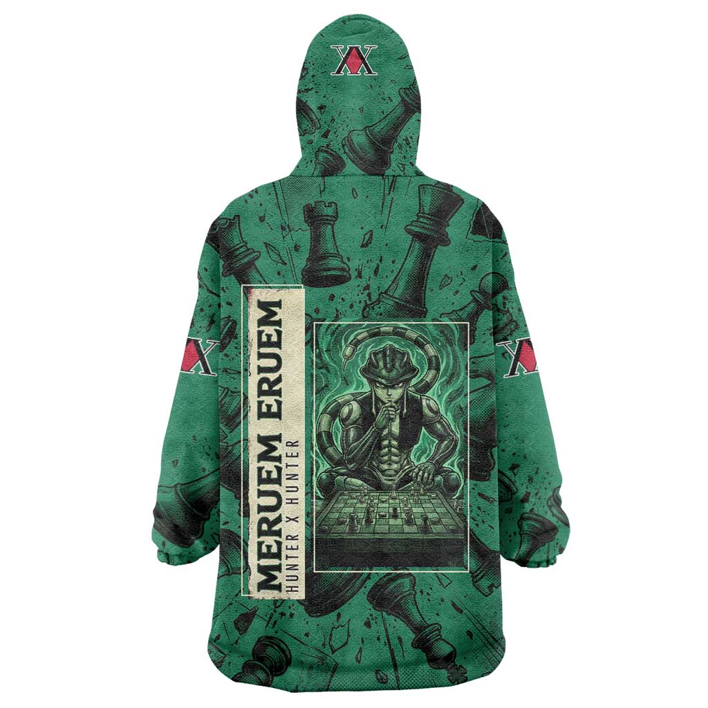 Meruem Chess Theme Wearable Blanket Hoodie with Dark Aura and Strategic Anime Artwork Design - The Mazicc