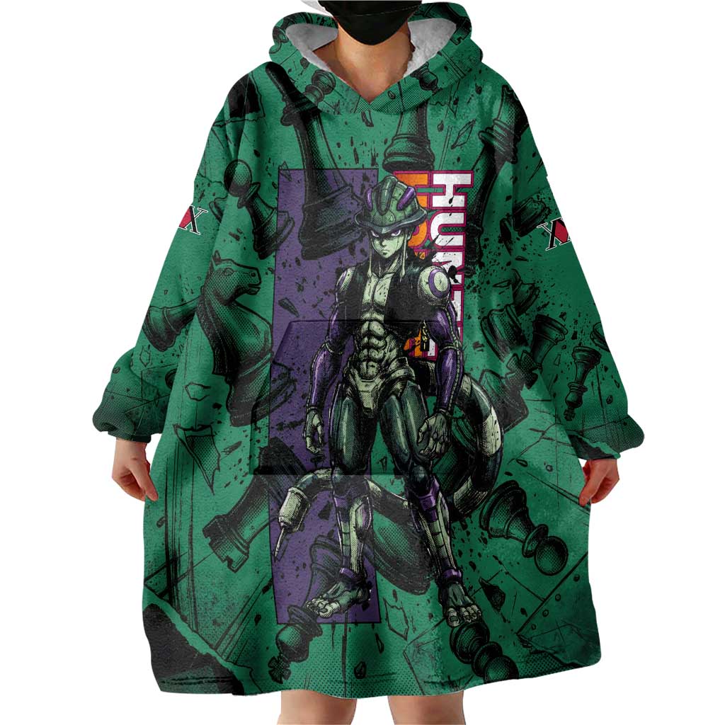 Meruem Chess Theme Wearable Blanket Hoodie with Dark Aura and Strategic Anime Artwork Design - The Mazicc