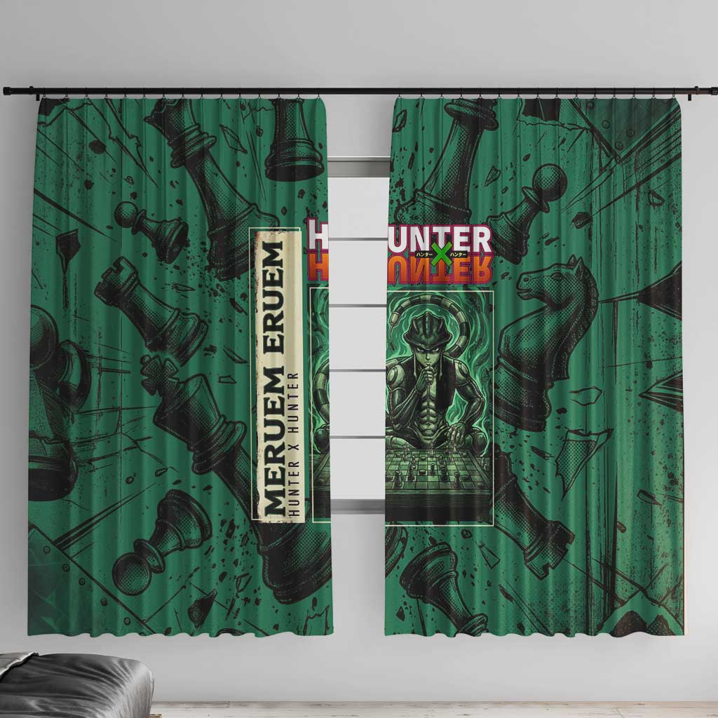 Meruem Chess Theme Window Curtain with Dark Aura and Strategic Anime Artwork Design - The Mazicc