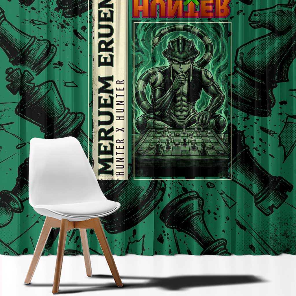 Meruem Chess Theme Window Curtain with Dark Aura and Strategic Anime Artwork Design - The Mazicc