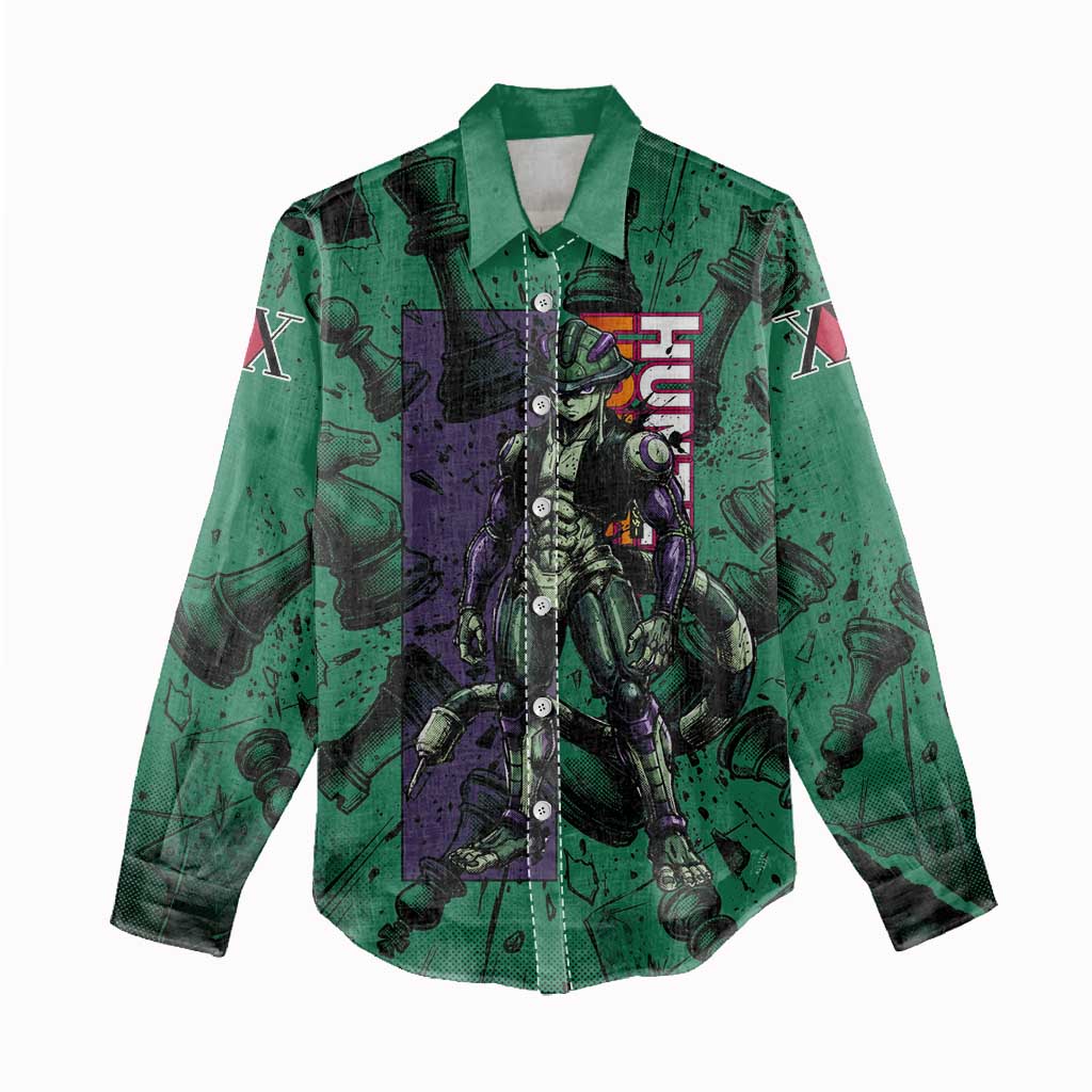 Meruem Chess Theme Women Casual Shirt with Dark Aura and Strategic Anime Artwork Design - The Mazicc