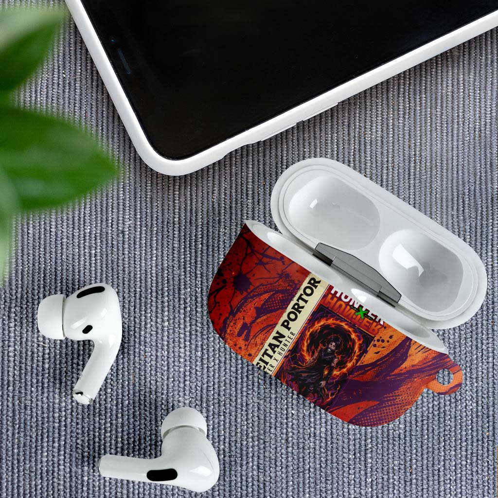 Feitan Portor Flame Aura Design AirPods Case with Sword Stance and Intense Anime Artwork - The Mazicc