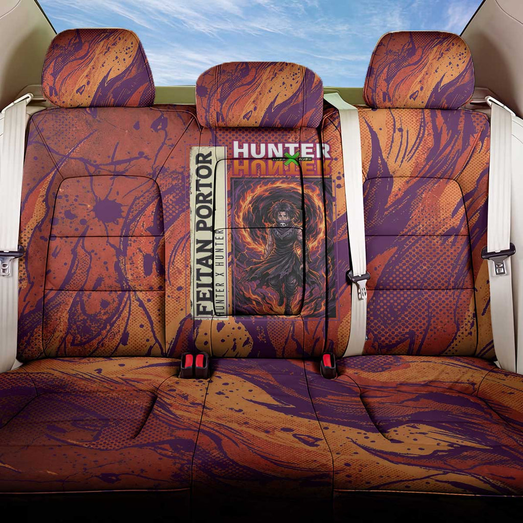 Feitan Portor Flame Aura Design Back Car Seat Cover with Sword Stance and Intense Anime Artwork - The Mazicc
