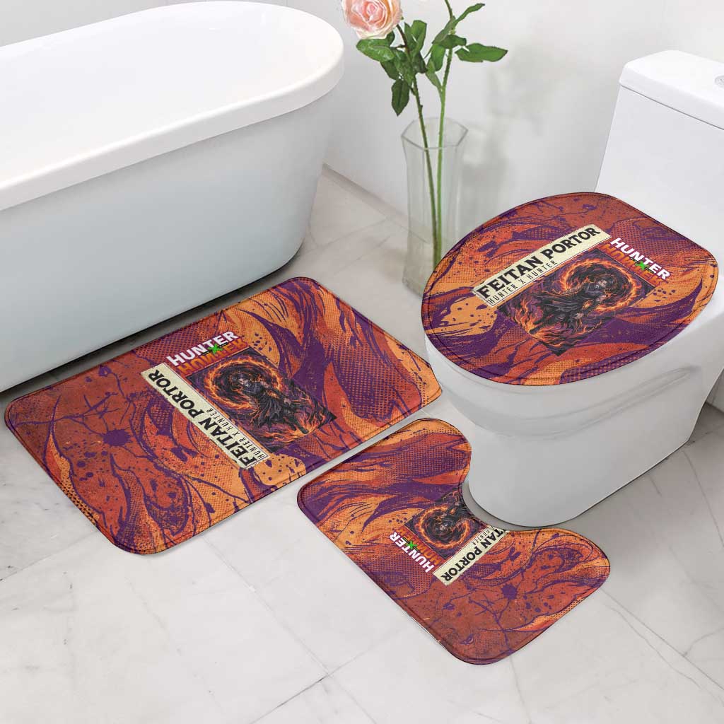 Feitan Portor Flame Aura Design Bathroom Set with Sword Stance and Intense Anime Artwork - The Mazicc