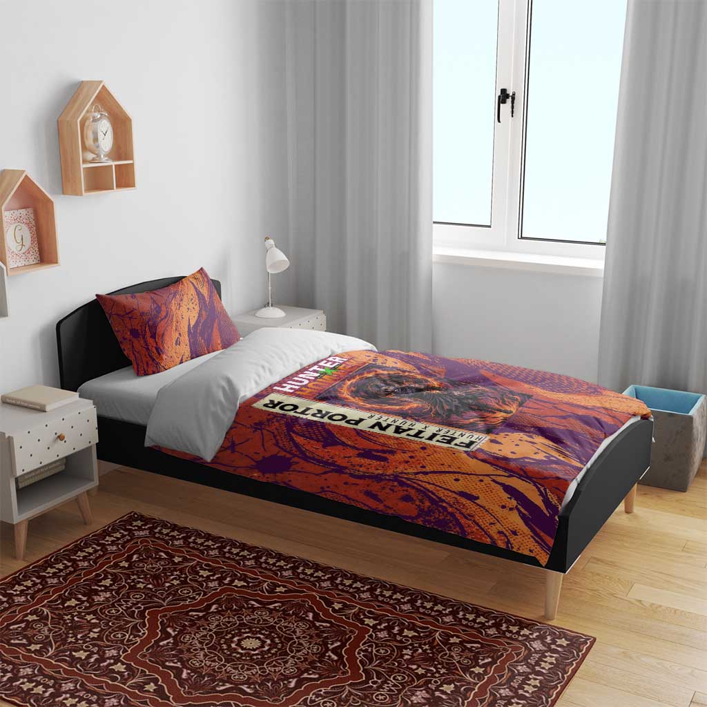 Feitan Portor Flame Aura Design Bedding Set with Sword Stance and Intense Anime Artwork - The Mazicc