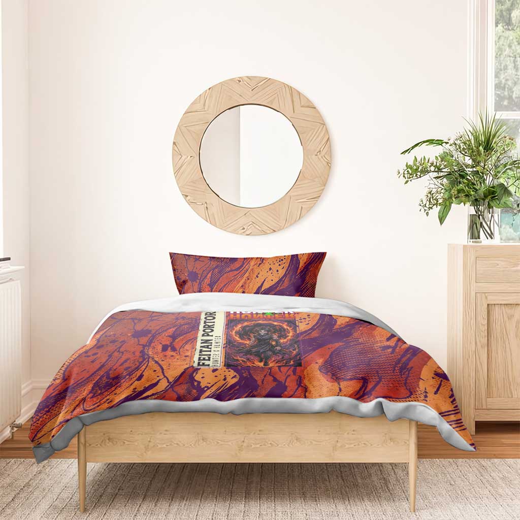 Feitan Portor Flame Aura Design Bedding Set with Sword Stance and Intense Anime Artwork - The Mazicc
