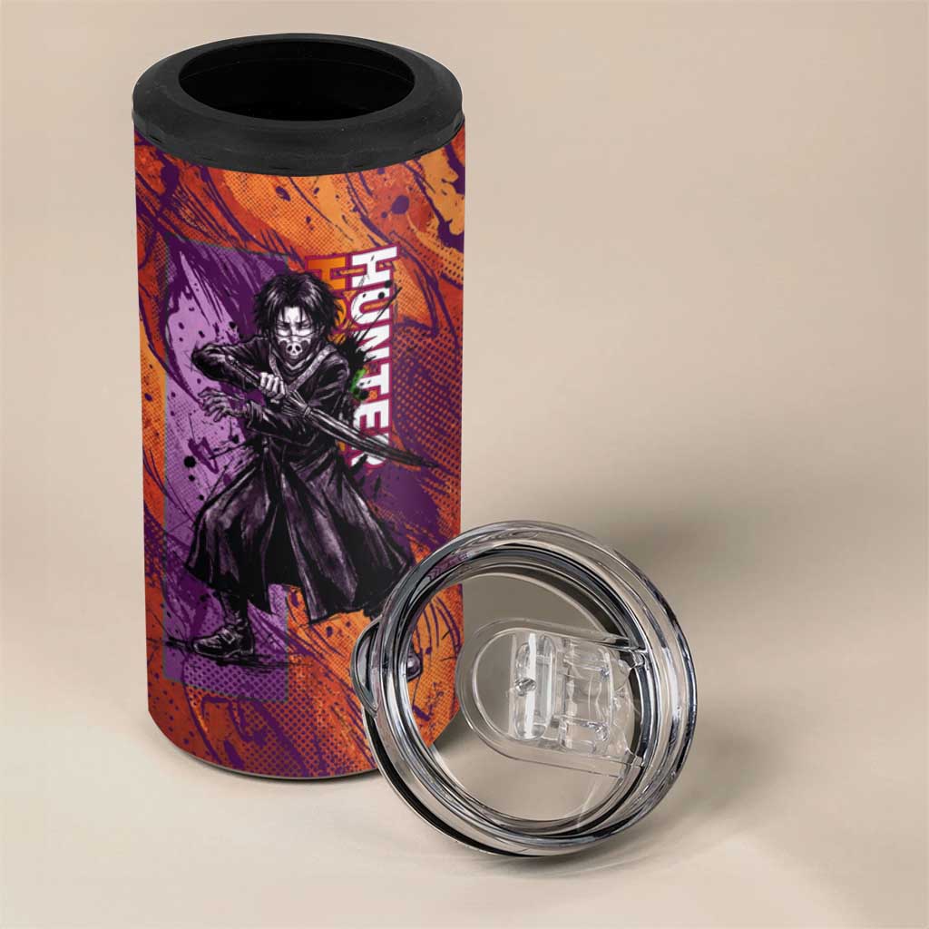 Feitan Portor Flame Aura Design 4 in 1 Can Cooler Tumbler with Sword Stance and Intense Anime Artwork - The Mazicc