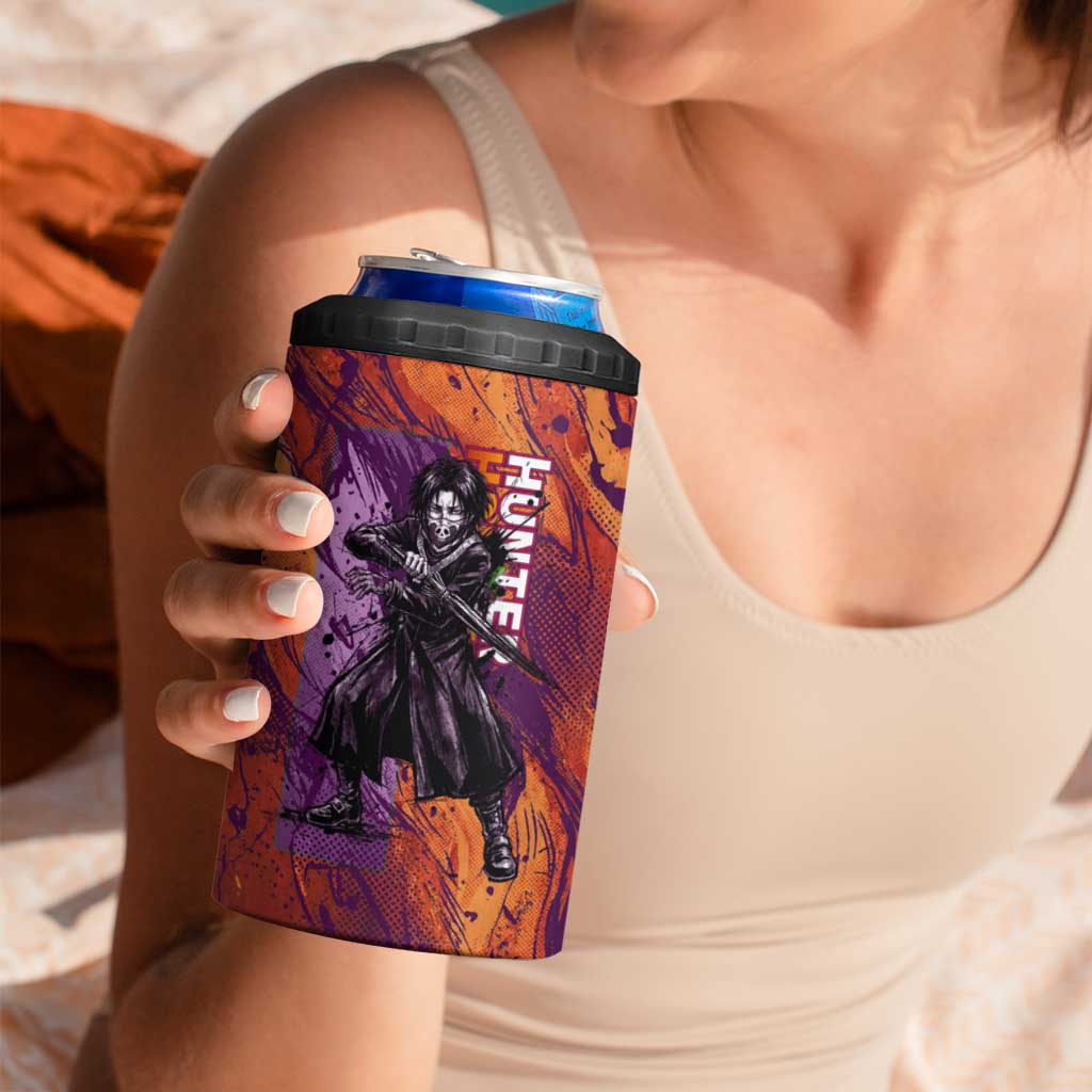 Feitan Portor Flame Aura Design 4 in 1 Can Cooler Tumbler with Sword Stance and Intense Anime Artwork - The Mazicc
