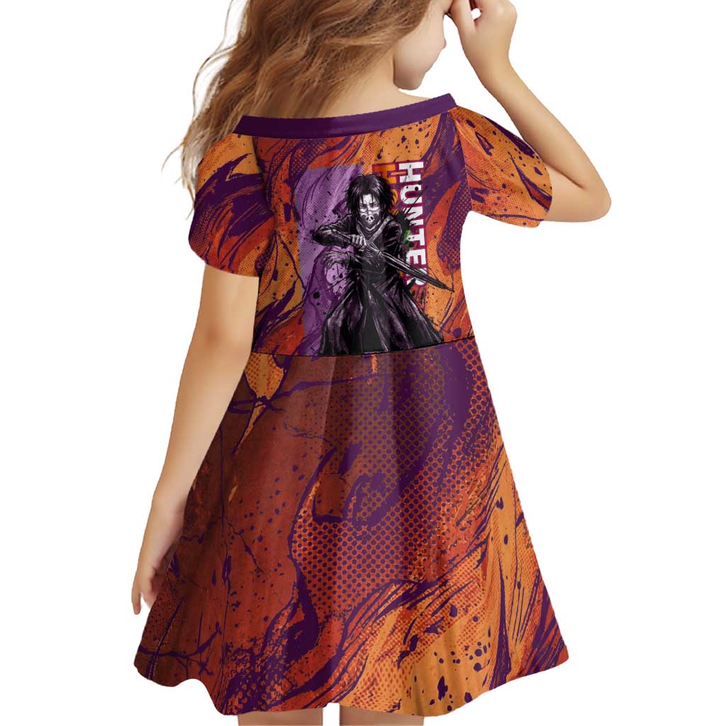 Feitan Portor Flame Aura Design Family Matching Tank Maxi Dress and Hawaiian Shirt with Sword Stance and Intense Anime Artwork