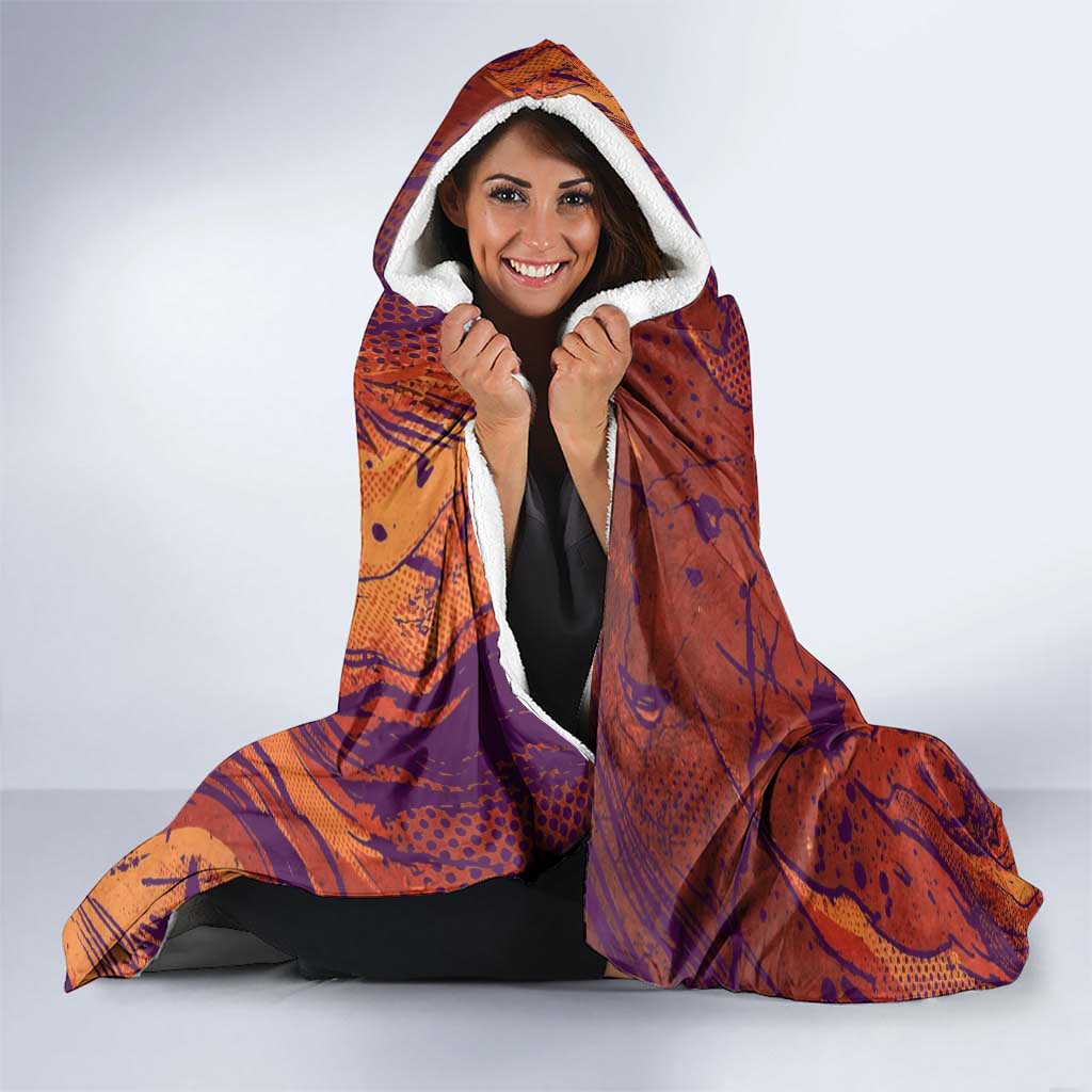Feitan Portor Flame Aura Design Hooded Blanket with Sword Stance and Intense Anime Artwork - The Mazicc