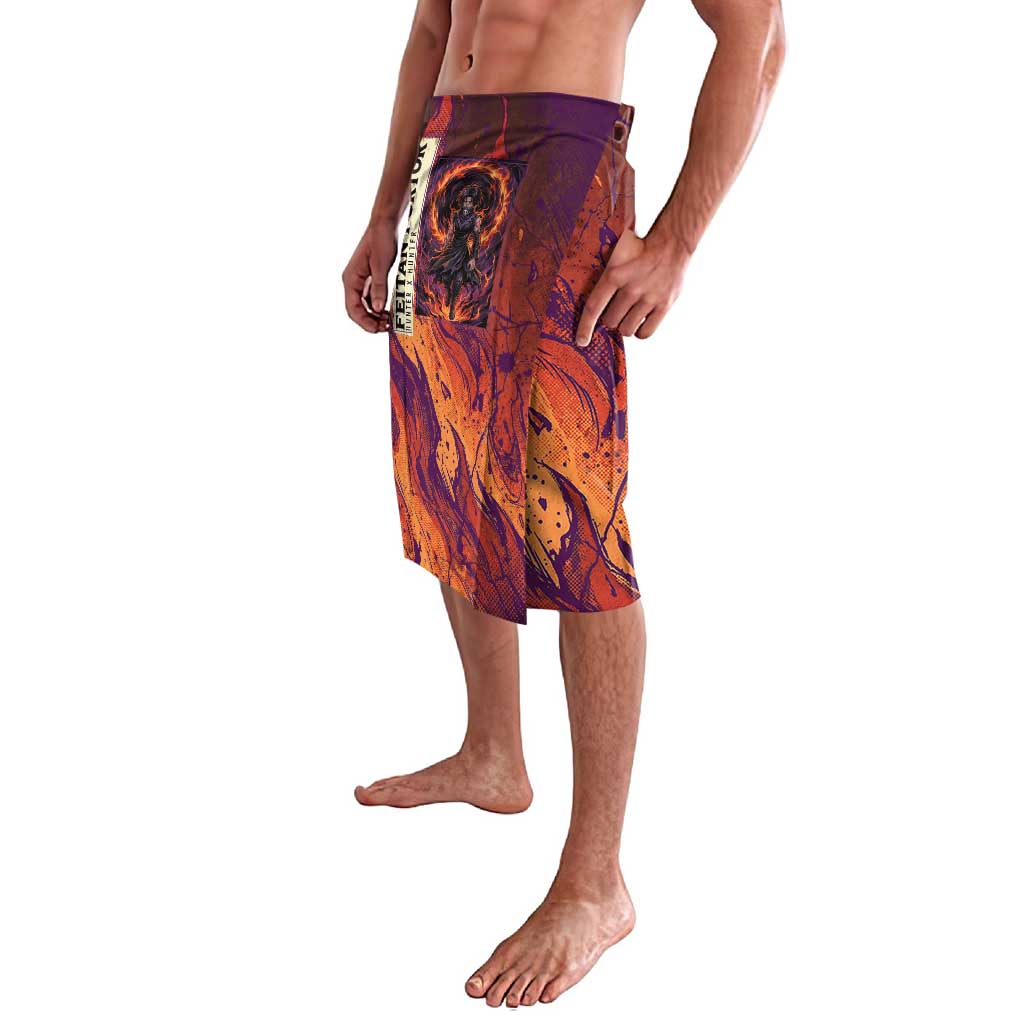 Feitan Portor Flame Aura Design Lavalava with Sword Stance and Intense Anime Artwork - The Mazicc