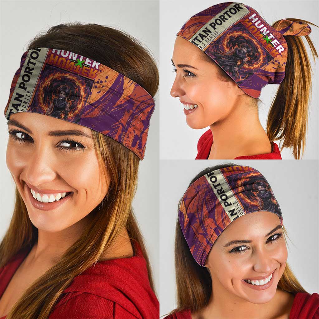 Feitan Portor Flame Aura Design Neck Gaiter with Sword Stance and Intense Anime Artwork - The Mazicc