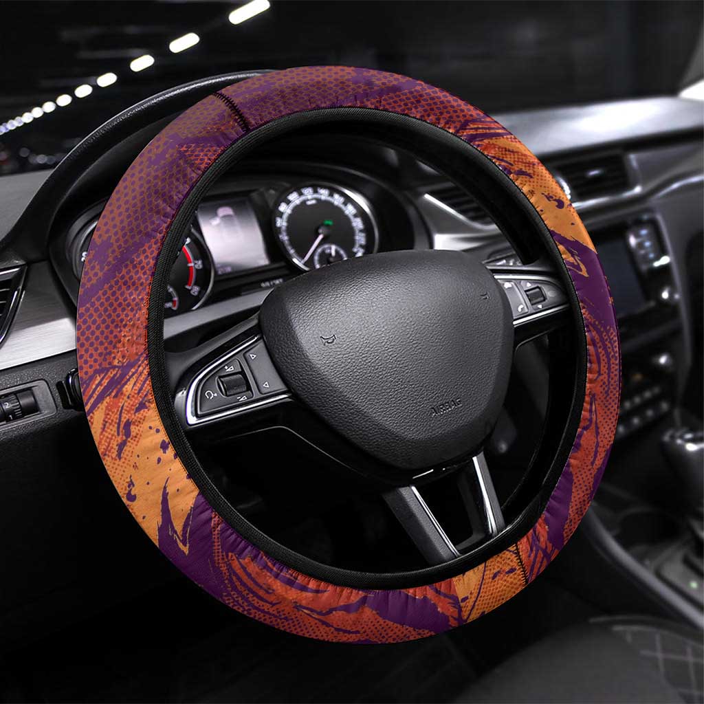 Feitan Portor Flame Aura Design Steering Wheel Cover with Sword Stance and Intense Anime Artwork - The Mazicc