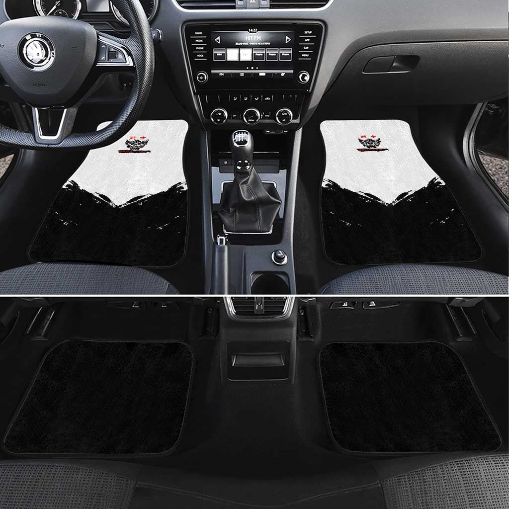 Satoru Gojo Jujutsu Kaisen Samurai Style Car Mats with Katana, Red Kanji and Oni Mask Illustration - The Mazicc