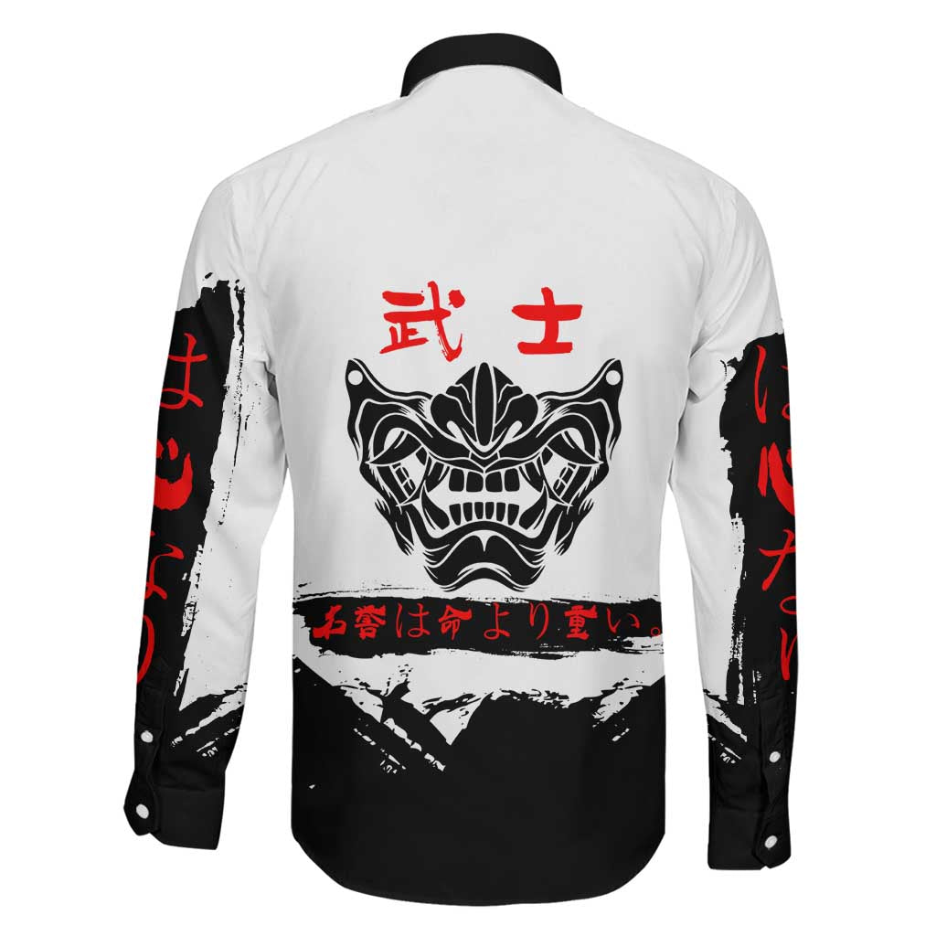 Satoru Gojo Jujutsu Kaisen Samurai Style Family Matching Long Sleeve Bodycon Dress and Hawaiian Shirt with Katana, Red Kanji and Oni Mask Illustration