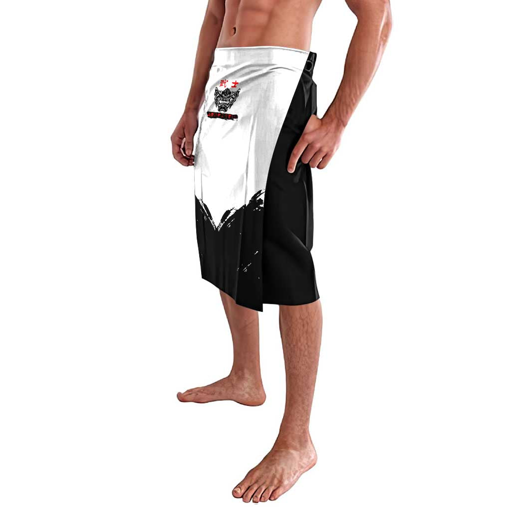 Satoru Gojo Jujutsu Kaisen Samurai Style Lavalava with Katana, Red Kanji and Oni Mask Illustration - The Mazicc