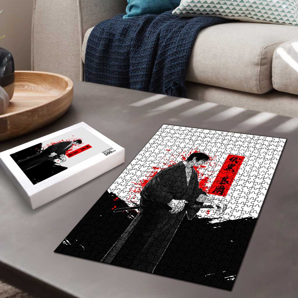 Toji Fushiguro Jujutsu Kaisen Samurai Theme Puzzle with Katana, Red Kanji and Oni Mask Artwork - The Mazicc