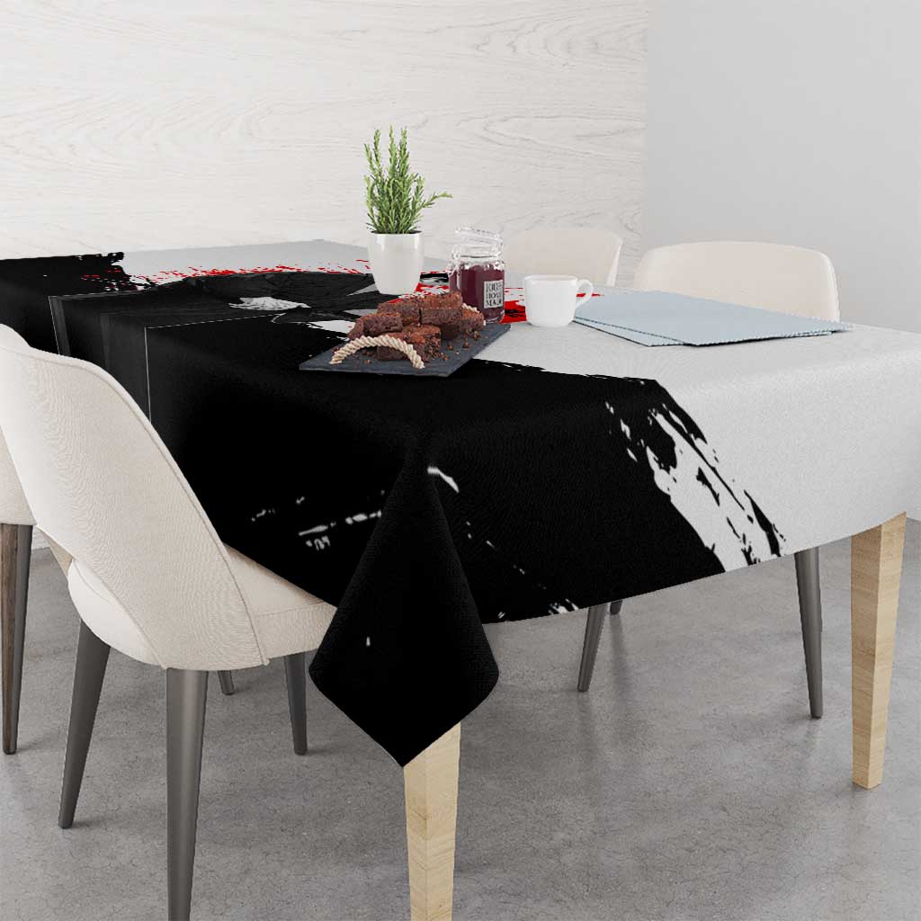 Toji Fushiguro Jujutsu Kaisen Samurai Theme Tablecloth with Katana, Red Kanji and Oni Mask Artwork - The Mazicc