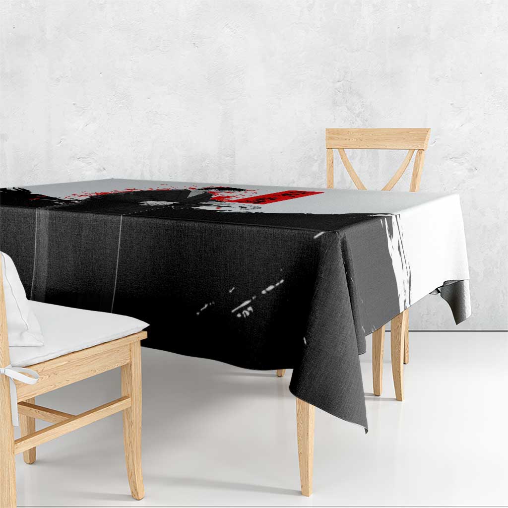 Toji Fushiguro Jujutsu Kaisen Samurai Theme Tablecloth with Katana, Red Kanji and Oni Mask Artwork - The Mazicc