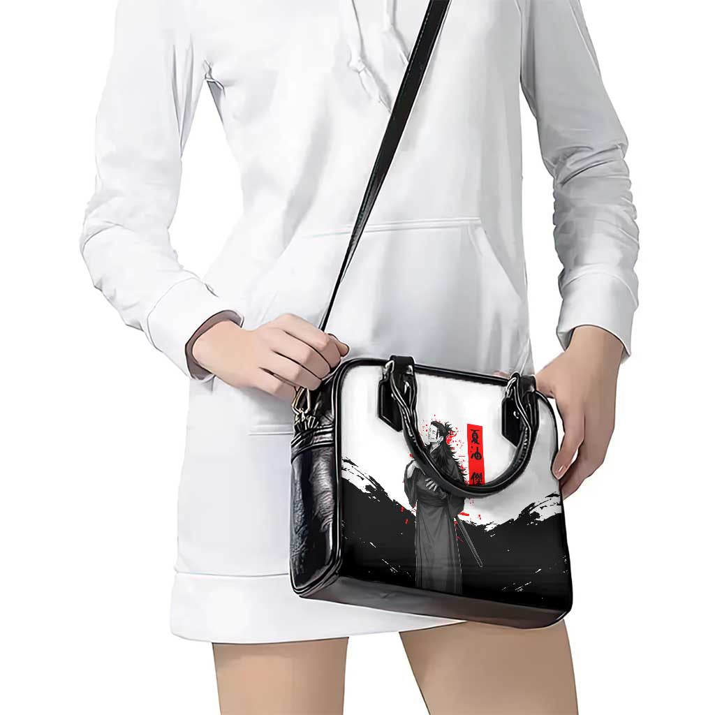 Suguru Geto Jujutsu Kaisen Samurai Style Shoulder Handbag with Katana, Red Kanji Accents and Oni Mask Graphic - The Mazicc