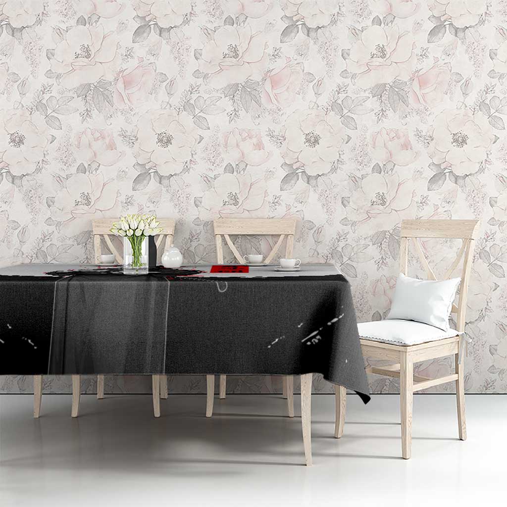 Suguru Geto Jujutsu Kaisen Samurai Style Tablecloth with Katana, Red Kanji Accents and Oni Mask Graphic - The Mazicc