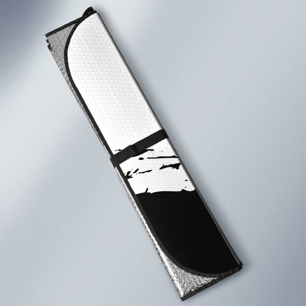 Sukuna Jujutsu Kaisen Samurai Aesthetic Auto Sun Shade with Katana, Red Kanji and Oni Mask Design - The Mazicc