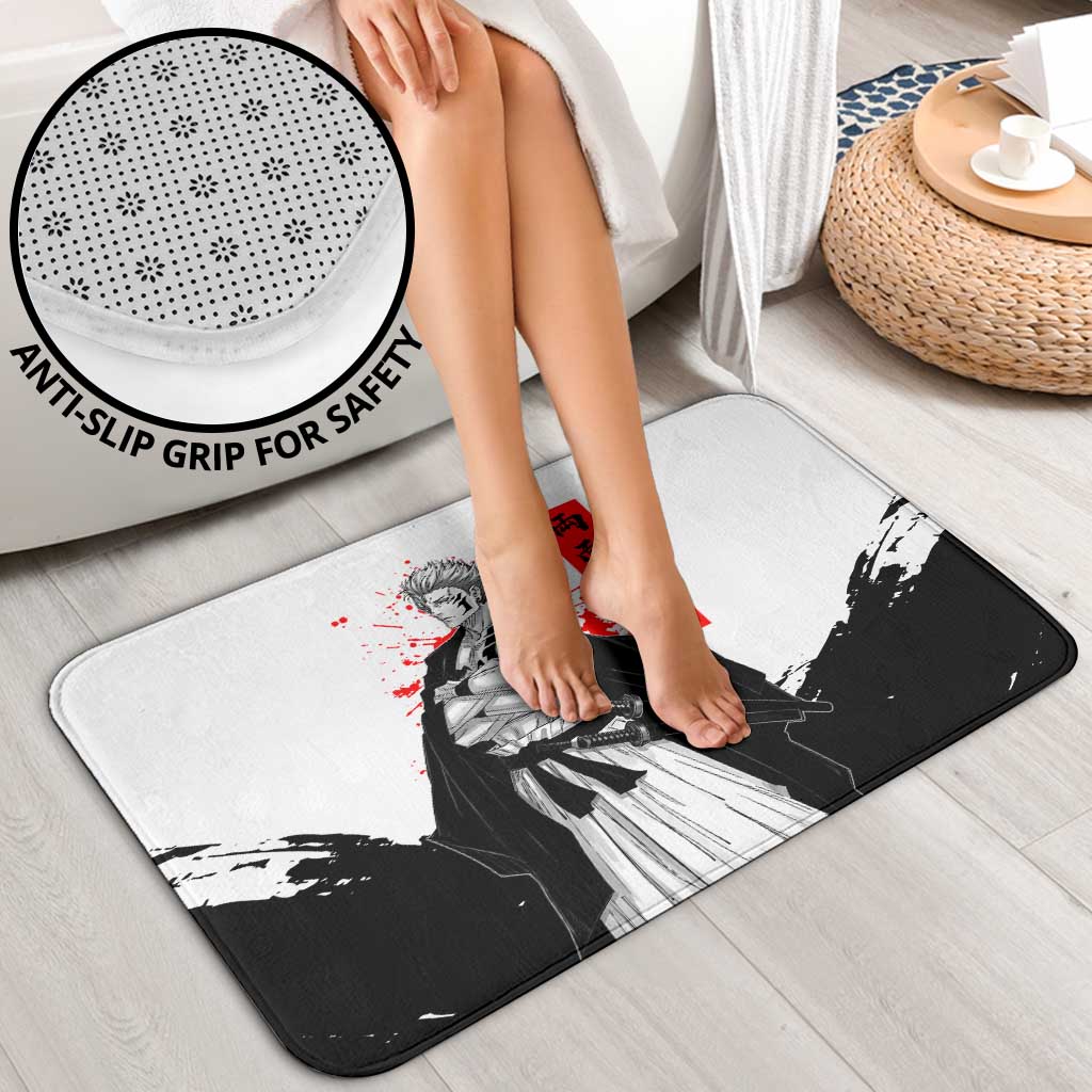 Sukuna Jujutsu Kaisen Samurai Aesthetic Bathroom Set with Katana, Red Kanji and Oni Mask Design - The Mazicc